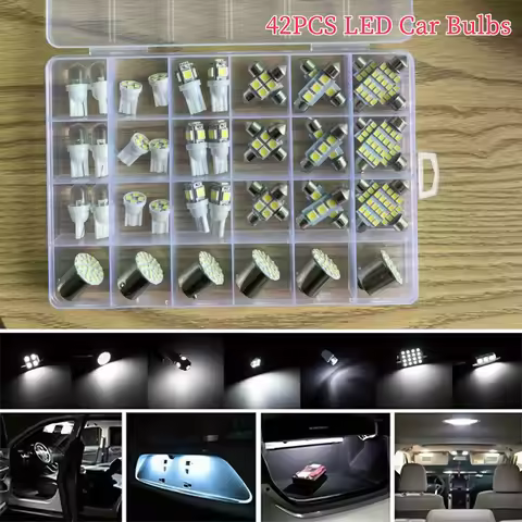 Boxed 42pcs LED Car Interior Light Kit LED Map Dome W5W 12V 2825 192 194 158 168 501 921 175 PC175 9