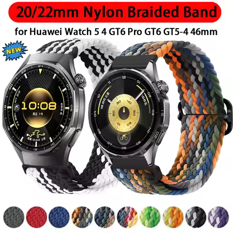 20/22mm Nylon Band for Huawei Watch 5 GT6 Pro GT6-5-4 46mm GT Runner 2 Elastic Strap Amazfit Active 