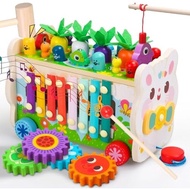 9 in 1 Montessori Toys for 1 Year Old, Wooden Hammering Pounding Toy Game with Xylophone for Toddler