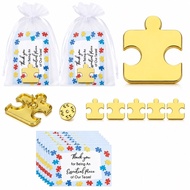 5pcs Puzzle Piece Pin Gift Set Employee, Student Appreciation Gift with Thank You Card & Organza Bag