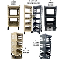 3L/4L/5 Layers Shelf with Wheels Plastic Cart Easy to Move Cart rack ( 016)