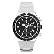 Q Timex GMT Chronograph 40mm Stainless Steel Bracelet - Black (TW2V69800)