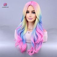 Colorful Rainbow Wig in the Fringe Simulation Scalp Party Ghost Festival Wig candlered