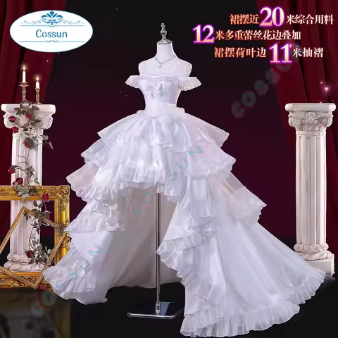 Date A Live Tokisaki Kurumi / Yatogami Tohka Cosplay Costume Princess Wedding Dress with Veil for Wo