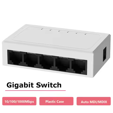 5-Ports Gigabit Switch 5Ports Etherent Switch 1000Mbps Mini Portable Plastic Case Network Switch Eth