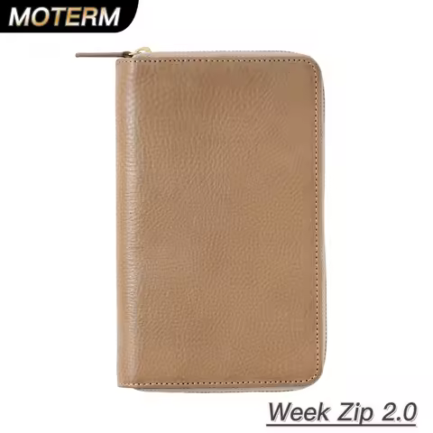 Moterm Full Grain Vegetable Tanned Cowhide Planner Zip Weeks 2.0 Cover for Hobo Weeks/ Mega Notebook