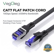 VegGieg Cat7 Seven Types Dual Shielded Flat Network Cable 10Gbps Mega High-Speed Pure Copper Wire Co