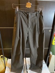 MUJI 無印良品 彈性起毛打褶褲 寬褲 百搭褲 咖啡色 棕色