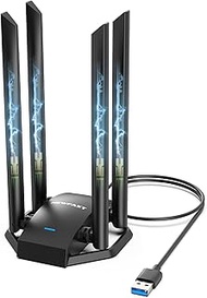 NEWFAST 1300Mbps WiFi Stick, 4 x 6dBi USB WiFi Antenna for PC Dual Band 5GHz/2.4GHz USB WiFi for PC,