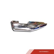 Winner X exhaust cover, white plastic, MTS carbon