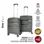 SAMEL 2 IN 1 SET FGD 383 JAPANESES CONCEPT EXPANDABLE ANTI THEFT ZIPPER PP LUGGAGE 20" + 24"