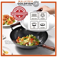 【GOLDFISH】Premium Pre-Seasoned Wok Non stick Wok Frying Grill Pan / Pre-Seasoned Wok / Kuali Besi/ Kuali / 老式铁锅