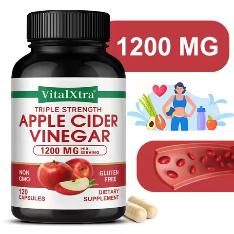 Apple Cider Vinegar Capsules - 1200 Mg, 120 Capsules, High Potency, Non-GMO, Gluten-Free Supplement