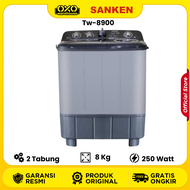 SANKEN 8KG TW-8900 MESIN CUCI 2 TABUNG 8KG TW-8900 LOW WATT GARANSI RESMI