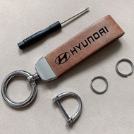 High Grade Cowhide Keychain Car Logo Key Ring Accessories For Hyundai Palisade Bayon Tucson Inster N