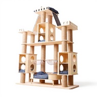Hardwood Cat Tree Multi-Level Cat Condo Luxury Cat Furniture for Indoor felines Space-Efficient Clim