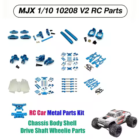 1/10 MJX Hyper Go 10208 V2 Monster Wheel Suspension Arm Shock Absorber Wheelie Tire Chassis Body She