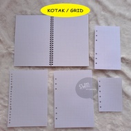 White planner box - grid notebook spiral refill loose leaf binder filler paper A5 A6 A7 6 rings