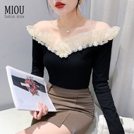 MIOU 2023 Autumn/Winter New Fashion Korean Long Sleeve Beaded Lace T-shirt Fashion Small Shirt Beautiful Guangzhou Women's Top M-3xL Large