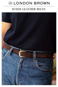 LONDON BROWN - SUEDE LEATHER BELT (ความกว้าง 2.5 Cm.) เข็มขัดหนังกลับ