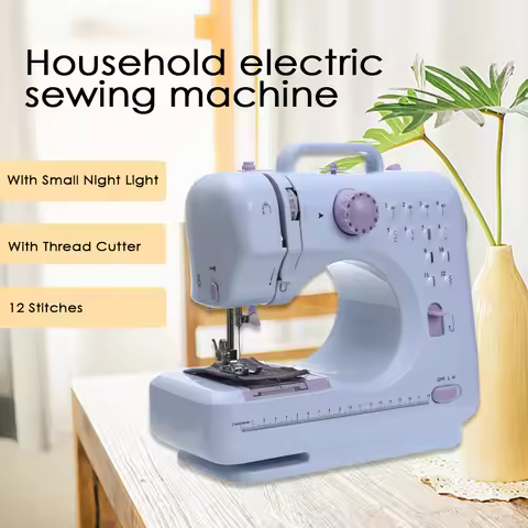 Inne Portable Sewing Machine 12 Stitches Mini Electric Household Crafting Mending Overlock Pedal Beg