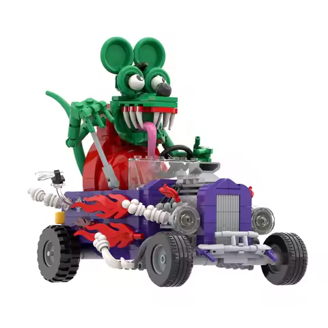 Gobricks MOC Rat Fink Building Blocks HotRod Rock Style Rat Fink Funny Model Bricks Assemble Educati