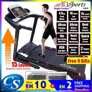 4.5HP 18KM/h ADSports AD933 Electric Treadmill 15 Levels Auto Incline, 48CM Wide Belt 10x Spring Absorber Mesin Lari 跑步机