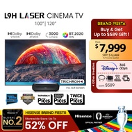 Hisense L9H 4K TriChroma Laser Cinema TV + ALR screen 100 120 inch | 3000 Lumens | BT.2020 107% I MEMC Ultra Motion | HDR 10+ | Dolby Atmos | Ultra Short Throw (UST) Laser Projector | Ambient Light Rejection Screen | 4k Smart TV |25,000 hours