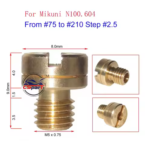 Size #122 to #170 M5*0.75 carburetor main Jet injectors Nozzle For Mikuni N100.604 CVK PE PZ PWK Car