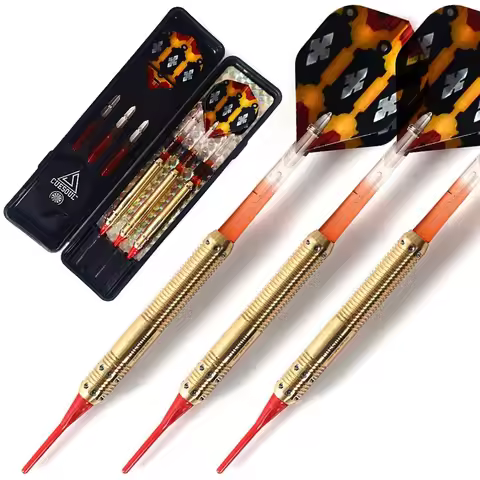CUESOUL 3pcs Cheap Darts 16 Grams Brass Barrels Darts with Red Plastic Darts Points for Electronic D