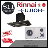 Rinnai RH-C1059-PBR Sleek &amp; Stylish Matt Black Design Plasma Filter Technology  Chimney Hood + Fujioh FH-GS5030 SVSS Stainless Steel Gas Hob With 3 Different Burner Size BUNDLE DEAL - FREE DELIVERY