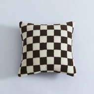 Sarung Bantal Bantal Lamb Checkerboard Plush 30x50/45/50sm Hitam Putih Coklat Hijau Sarung Kusyen Un