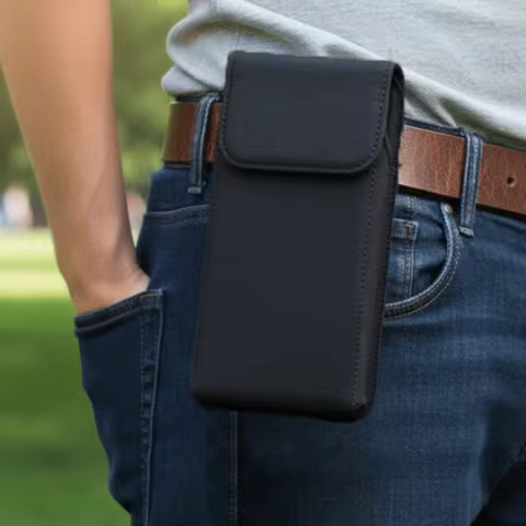 With Hook Mobile Phone Pouch Single-layer Universal Phone Belt Clip Bag Portable Black Phone Belt Ha