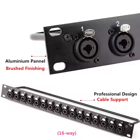 Rack Patch Panel 8 12 16 Way 3 Pole XLR Female Chassis Connnector 1U Flight Case Mount For Professio