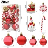20/29Pcs Christmas Tree Christmas Balls Decoration Candy Cane Hanging Ornament Pendants Set Christma