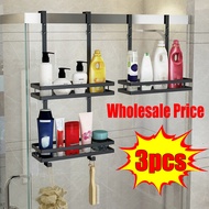 Shower Caddy Hanging Shelf with Hooks Suction Cups Stainless Steel Hanging Door Shower Rack Rustproo