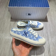 [ GENUINE ] MLB PLAYBALL DIA MONOGRAM BROWN & BLUE SHOES - MLB MULE SHOES / MLB AUTHENTIC FULL BOX H