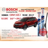 Wiper Blades Bosch Clear Advantage frameless Front Pair Soft Shaft Size 26 + 16 For Honda CRV CR-V G