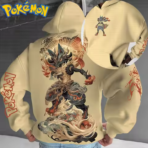 Pokemon Anime Cotton Hoodie Gray Color Character Print with Multi Color Flame Dragon Creature Patter