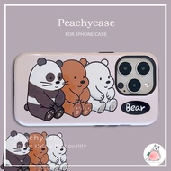 Premium 2 IN 1 We Bare Bears Panda Detachable Phone Case for iPhone 15 14 13 12 Pro Max 11 Hard PC Dust Resistant Back Cover Casing
