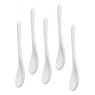 5PCS White Porcelain Egg Spoons Ceramic Spoons Coffee Spoon Dessert Spoon Mocha Dip Serving Spoon LA