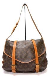 Louis Vuitton 斜背包 LV 35公分 雙面 馬鞍包 大馬鞍包 絕版真品 二手 M42252 (大款)有BV