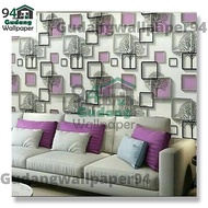 UNGU Waterproof and Best 3D Purple Checkered Wallpaper Sticker Warehouse for Bedroom Walls