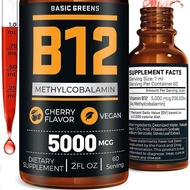 Vitamin B12 Sublingual Liquid Drops 5000 mcg – Vegan Methyl B-12 Supplement for Energy & Focus – B 1