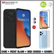 Package 4in1 Case Xiaomi Redmi 12 Note 12 4G Redmi Note 12 PRO 5G Redmi Note 12 PRO 4G Redmi Note 12 TURBO POCO F5 Casing Cover+Tempered Glass Full &amp; Garskin