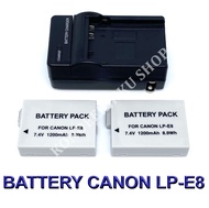 LP-E8 \ LPE8 แบตเตอรี่ \ แท่นชาร์จ \ แบตเตอรี่พร้อมแท่นชาร์จสำหรับกล้องแคนนอน Battery \ Charger \ Battery and Charger For Canon EOS 550D,600D,650D,700D,Rebel T2i,T3i,T4i,T5i,Kiss X4,X5,X6i,X7i BY KONDEEKIKKU SHOP