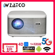 WZATCO โปรเจคเตอร์แบบ Full HD A20โฟกัสดิจิตอล1080P แอลอีดีไวไฟเครื่องฉายภาพโฮมเธียเตอร์แอนดรอยด์