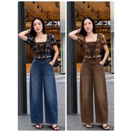 Jasmine > Plaid Shirt Set With Drawstring Waist + Long Jeans B374 B375