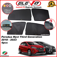 ELEVO Perodua Myvi 2018 to 2023 Magnetic Custom Fit Sunshade Magnet Shade Sun Protection 4pcs