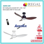 [Free Shipping] Aero Air AA320 Wood Series 35" / 46" / 52" Ceiling Fan with Dimmable 24W Tri Tone LE